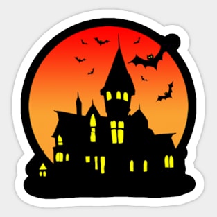 Spooky Mansion House and Bats Sticker